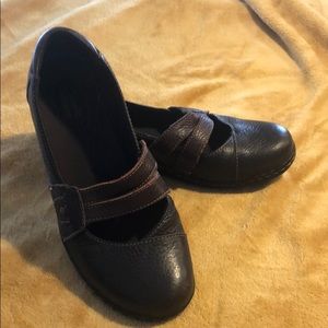 Clark's brown leather loafers